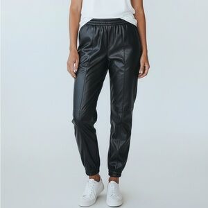 Zara Black Leather-Style Joggers